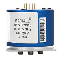 Radiall R574F43600 同軸スイッチ SP6T 終端ラムセス SMA 26.5GHz ラッチング セルフCO 28Vdc ダイオード ピン端子