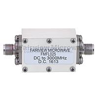 Fairview FMFL025 低通滤波器采用SMA母头连接器，工作频率范围为DC至3 GHz