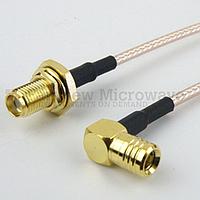 Fairview FMC1226315 SMA Female Bulkhead to RA Push-On SMB Male Cable RG-316 Coax