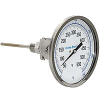 Cole parmer EW-90590-89 Adjustable-Angle Industrial Bimetal Thermometer (10-290°C; 12”Stem; 5"Dial)