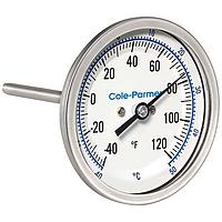 Cole parmer EW-90590-09 Industrial Bimetal Thermometer (-40~50°C; 12”Stem; 3"Dial)