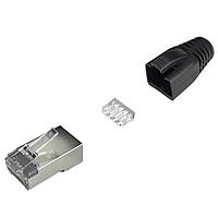Đầu nối 8P8C Cat6a có vỏ bọc chống nhiễu, phích cắm mod, ống bảo vệ OD 6.5mm, mạ 50u" MH Connectors MHRJC6AR2411