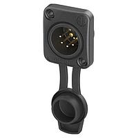 Đầu nối RECP series kín khí 5 chân đực - hàn - đen/vàng - gắn trước, có nắp NEUTRIK NC5MDXX-TOP