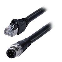 Cáp thẳng có vỏ bọc, có vỏ bọc, D-Code 4PIN, ốc vít hợp kim đồng, PVC 3.0M, +RJ45 Same Sky (formerly CUI Devices) CDM1258-04D-01MST-3M-RJ45-67