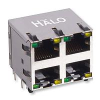 Đầu nối RJ45 xếp chồng 2X2 có đèn LED màu vàng/xanh có khiên chắn HALO Electronics HCJ22-805SK-L12