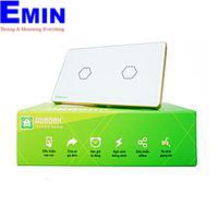 HUNONIC HNLUX02CT BLE Luxury Touch Switch 2 ປຸ່ມສີ່ຫລ່ຽມ (White)