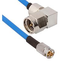 Amphenol SV Microwave FQSMPM-085-MRSMA-180 RF Cable Assemblies SMPM F QB to SMA R/A M 18"Cable