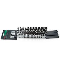 TOPTUL GAAQ3703-  37PCS 1/4inch, 3/8inch & 1/2inch DR. 6PT Deep Socket Rail Set - METRIC