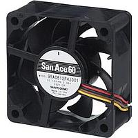 Sanyo Denki 9RA0612M4002 軸流DC軸流ファン、60x60x25mm、12VDC、14.8Pa、3線、リブ付き、低騒音、センサーレス