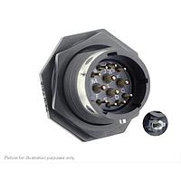 Đầu nối ổ cắm đai ốc khóa & kẹp giữ, không có vỏ bảo vệ, với 12 chân cắm PCB đực, cấp bảo vệ IP68/69K khi chưa kết nối, kiểu khóa W Eaton Souriau-Sunbank UTGX714D12PW32