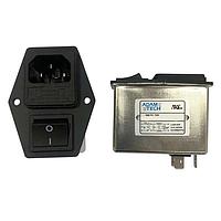 Mô-đun Cấp Nguồn Có Bộ Lọc, Cấp Y Tế, 115/250VAC 10A, cầu chì kép và công tắc, gắn mặt bích dọc Adam Tech PLF-11C2-10A-Q-R5