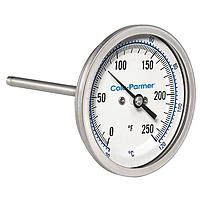 Cole parmer EW-90590-19 Industrial Silicone-Filled Bimetal Thermometer (-20~120°C; 12”Stem; 3"Dial)