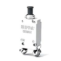 Cầu dao nhiệt đơn cực hiệu suất cao với cơ chế hành động nhanh không gây nhầm lẫn, không thể ngắt bỏ, tự ngắt nhiệt và kích hoạt thủ công bằng cách nhấn/kéo bật/tắt (kiểu M TO CBE theo tiêu chuẩn EN 60934). Dải chỉ thị trên nút nhấn hiển thị rõ vị trí đã ngắt/tắt. E-T-A Circuit Breakers 413-K14-FN2-40A