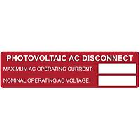 HellermannTyton 596-00852 Solar Label PV AC DIS RATING 10/PK
