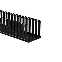 HellermannTyton 181-00595 Slotted Wall Wiring Duct Slotted Wall Wiring Duct, 4" x 4", Adhesive, PVC, Black, 120ft /Carton