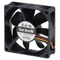 Sanyo Denki 9S0812F402 軸流DC軸流ファン、80x80x25mm、12VDC、サイレントシリーズ