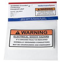 HellermannTyton 596-00663 솔라 라벨 WARNING GND COND ENG 10/PK