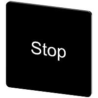 SIEMENS 3SU19000AE160DS0 Labeling Plate, Stop INSCR. LABEL, BLACK 27 X 27MM, STOP