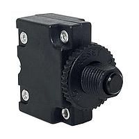 Carling Technologies CMB-103-27G3N-B-J 서멀 1극, 미니어처 푸시 투 리셋 버튼, 125-250 VAC/32 VDC 10암페어 서킷 브레이커, 차단 용량 스크류 8-32, 90도 굽힘 단자 3/8" 27 UNS 전면 패널 플라스틱 부싱과 원형 플라스틱 너트 UL 1077 인증 cUL UL 1500 인증