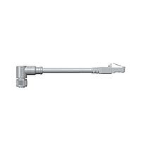 Amphenol LTW MSAS08FR-SPBML-SE001 Sensor Cables / Actuator Cables M12 Circular Metric Connector, A Code, Metal, 2A, 08 pins, Female Connector, Female Contact, M12 Right Angle-to-RJ Straight, Screw Thread, Overmolded Double Ended, Length 1000mm, IP68 / IP69K