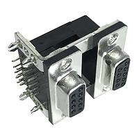 Kycon K42X-E9S/S-A4N Dual Port D-Sub Connectors 2PORT 9P RECPT/RECPT .750" 4GB