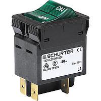 Schurter 3-150-708 Circuit Breakers TA35 Circuit Breaker, 2 Pole, 16 Amp, T2, Thermal-Magnetic, Snap-in Mounting