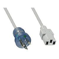 Qualtek Electronics 233003-06 AC Power Hospital Grade Cord 10' CLEAR DETACHABLE