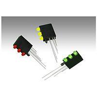 BIVAR H320CRYGD-LP LED Circuit Board Indicators LED Assembly, Right Angle, 3 mm LED, Tri-Level, 1 Station, Red, 655 nm