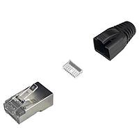 Đầu nối 8P8C Cat6 có khiên bảo vệ Mod plug, vỏ ngoài 6.5mm, mạ 50u" MH Connectors MHRJC6R1411