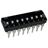 CTS Electronic Components 209-8MSFD ສະວິດ DIP ຜ່ານຮູ, ສະວິດ DIP ທອງ, 8-ຂາ, ຕົວກະທົບລະດັບກາງ, ການປິດດ້ານລຸ່ມ, ອອບ, ແບບຂອງຂາຕົວຕິດຕັ້ງຕົວເລືອກ, ກະປ່ອງທູບ
