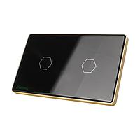 Công tắc cảm ứng WiFi 2 Nút hình chữ nhật HUNONIC HN02SCD (Màu đen)