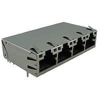 Amphenol Commercial Products RJMG214034430NR Magnetic Jack R/A,DipTypeLongBody 1000 baseT,GY/GY,1x4
