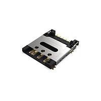 Đầu nối Thẻ Nano SIM, Loại Bản lề, SMT, 6 Chân, có công tắc phát hiện thẻ thường mở, Độ dày 1.43mm GCT (Global Connector Technology) SIM8060-6-1-14-00-A