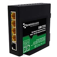 Brainboxes SW-725 비관리형 이더넷 스위치 하드닝 산업용 5포트 PoE 10/100 패스트 이더넷 스위치 -40F ~ +158F
