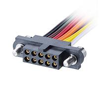 Bộ Cáp Chữ Nhật 4+4 Chân Nữ Tiếp Xúc T-Contact DIL Cáp 22AWG, 150mm, một đầu, Vít Khóa Harwin M80-FB10868F2-0150L