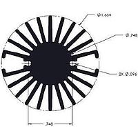 Wakefield Thermal 19756-L-AB W/O ANO LED用ラジアルフィンヒートシンク、3インチフィン、ブラックアルマイトなし