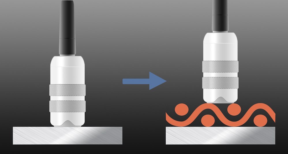 Mesh thickness measurement on a stretched screen