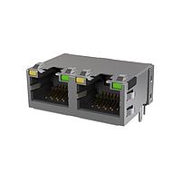 Amphenol Commercial Products RJE492881141 Connectors Low Profile CAT6 RJ45 - 2 Port with LED, Shielded with EMI Tabs