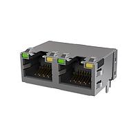 Amphenol Commercial Products RJE492881441 Connectors Low Profile CAT6 RJ45 - 2 Port with LED, Shielded with EMI Tabs