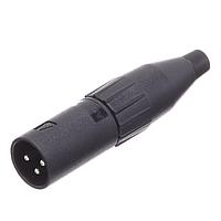Amphenol Audio AC3MMCP ຕົວເຊື່ອມສາຍສາຍ 3 ໂພນ XLR ຜູ້ຊາຍ ຕົວເຊື່ອມສາຍ ປະກອບດ້ວຍເຄື່ອງປະກອບເຄື່ອງປະກອບທີ່ຜະລິດຈາກເທີໂມພລາສຕິກ ຕິດຕໍ່ດ້ວຍການຂັດ ສີດຳ