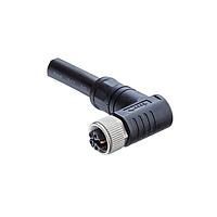 Amphenol LTW M12K-05BFDM-SR8S02 Sensor Cables / Actuator Cables M12 Circular Metric Connector, K Code, Metal, 16A, 05 pins, Female Connector, Female (Power) + Male (Ground) Contact, Right Angle, Screw Thread, Overmolded, Length 2000mm, IP68 / IP69K