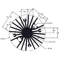 Wakefield Thermal 19755-L-AB W/ANO LED用ラジアルフィンヒートシンク、6インチフィン、ブラックアルマイト処理