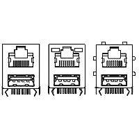 Jack mô-đun xếp chồng RJ45 xếp chồng trên USB AMP Connectors - TE Connectivity 1775855-3