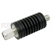 Fairview SA18S10W-06 6 dB Fixed Attenuator SMA Male To SMA Female Up To 18 GHz Rated To 10 Watts With Black Aluminum Heatsink Body