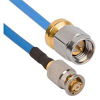 Amphenol SV Microwave FQSMP-085-MSLPSMA-180 RF Cable Assemblies SMP F QB to SMA Low Profile M 18"Cable