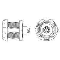Đầu nối Asy Recpt 6 vị trí 80 độ Xám Đai ốc Vàng Raychem - TE Connectivity 1-1877067-5
