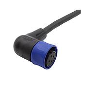 Bulgin PXP4002/002/04S Sensor Cables / Actuator Cables Pre-wired Flex Cable Connector - Right Angle - 2m - 4 Contacts - Socket