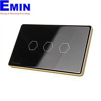 HUNONIC HN03SCD WiFi Touch Switch 3 ປຸ່ມສີ່ຫລ່ຽມ (Black)