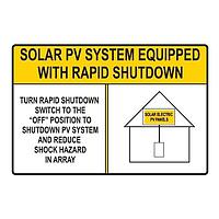 HellermannTyton 596-00885 ປ້າຍປະກັບແສງອາທິດ Solar Label, Reflective, SOLAR PV SYSTEMSHUTDOWN, 6.0" x 4.0", VL, ເຫຼືອງ, 50/roll