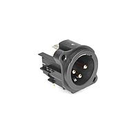 Đầu nối 3 chân XLR đực gắn bảng điều khiển loại A, chân tiếp xúc mạ vàng, gắn bảng mạch ngang Amphenol Audio AC3MAH1-AU-PRE